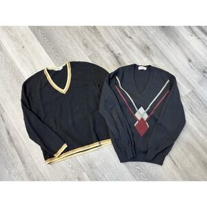 Vintage 1980s St.Croix V Neck Knit Sweater Lot of Two Size Large Sweaters